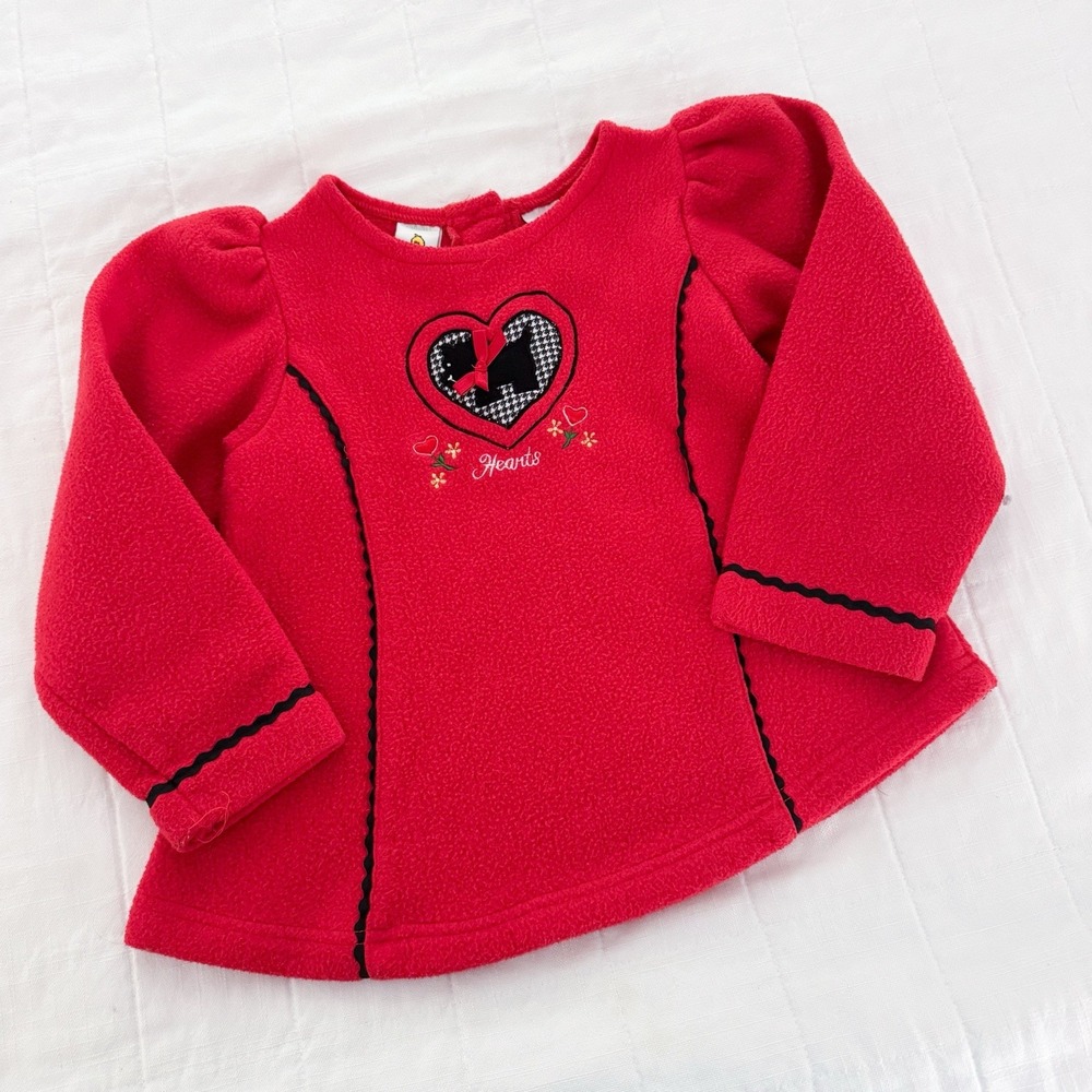 Vintage Toddler Girls Red‎ Fleece Scottie Dog Shirt 5T Sesame Street Tag